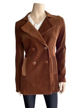 LUC FONTAINE Ribbed Velvet Double Breasted Blazer Sz 8